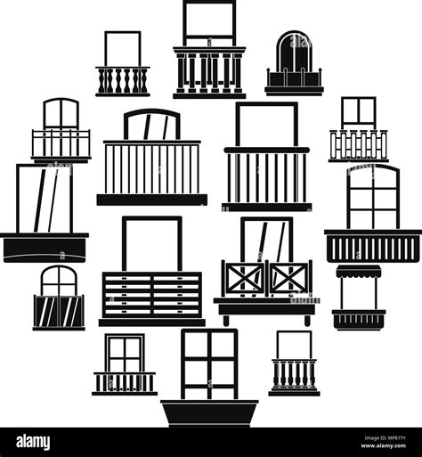 Window Forms Icons Set Balcony Simple Style Stock Vector Image And Art