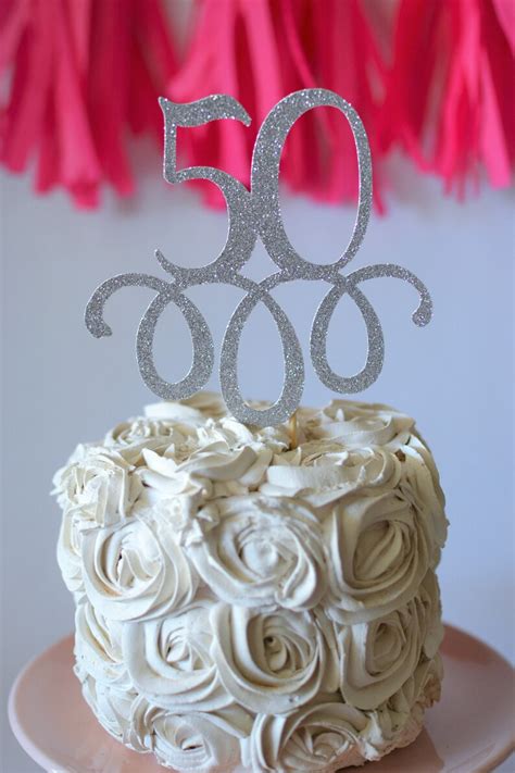 Glitter 50 Cake Topper Fifty 50th Birthday 50 Etsy