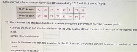 Solved Scores Turned In By An Amateur Golfer At A Golf Chegg