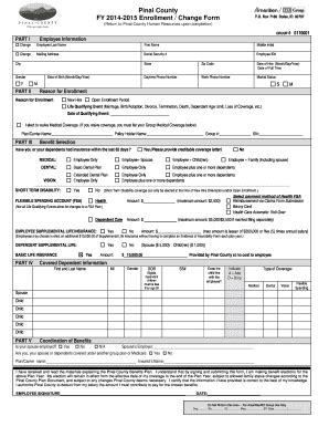 Fillable Online Pinalcountyaz FY 2014 15 AmeriBen Enrollment And Change