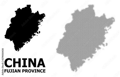 Vector Halftone Pattern and Solid Map of Fujian Province Stock Vector ...