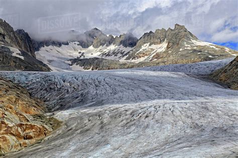 Rhone Glacier At Furka Pass Canton Of Valais Swiss Alps Switzerland