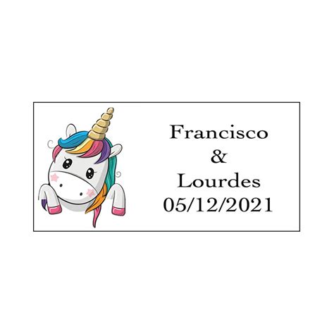 Sticker Coeurs Licorne Rectangulaire Personnalis Pour Les Mariages