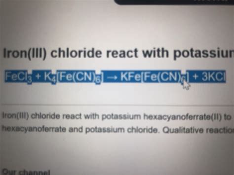 Solved Iron II Chloride React With Potassiun Chegg