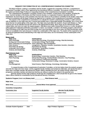 Request For Ation Of M Plantbiology Ucr Doc Template Pdffiller