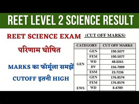 Reet Level 2 Science Math Cutoff 2023 Reet Level 2 Science Result Out