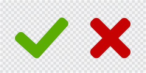 Premium Vector Green Check Mark And Red Cross Icon Isolated On