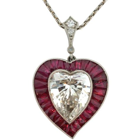 Ruby And Diamond Heart Shaped Freeform Pendant At 1stdibs