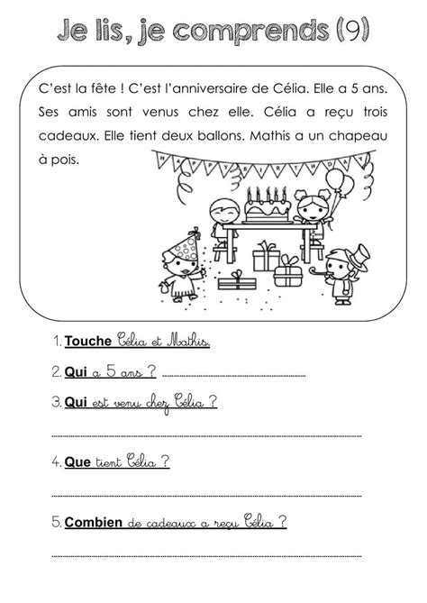 Je Lis Je Comprends 9 Worksheet French Lessons For Beginners