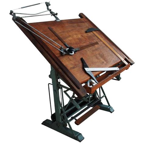 Vintage Hamilton Oak And Maple Adjustable Drafting Table At 1stdibs