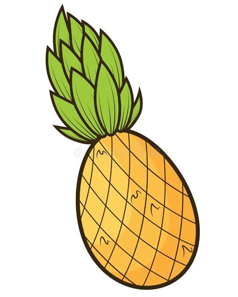 Pineapple Tropical Sweet Summer Fruit Vector Graphic Icon Yellow Pineapple With Green Leaves