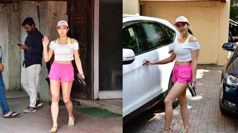 Sara Ali Khan Oozes Hotness In Off Shoulder Top And Pink Shorts As She