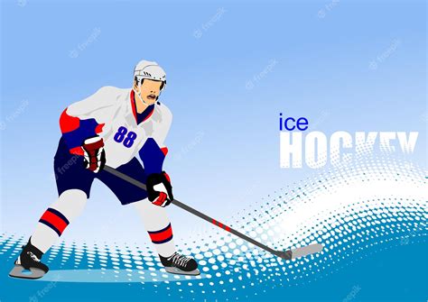 Premium Vector Ice Hockey Player Poster Colored Vector 3d