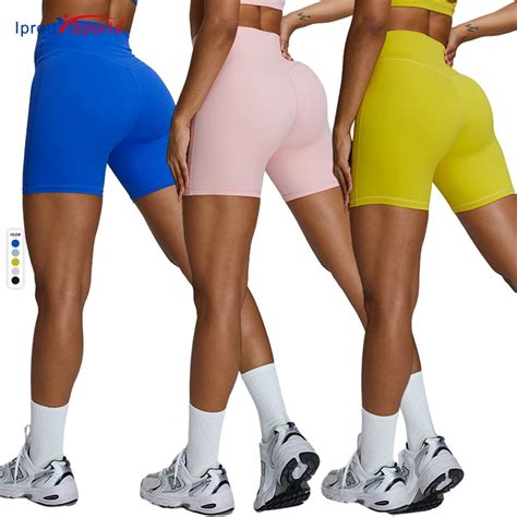 Custom Logo Solid Color Women Gym Bike Shorts Running Workout High Waisted Fitness Yoga Shorts