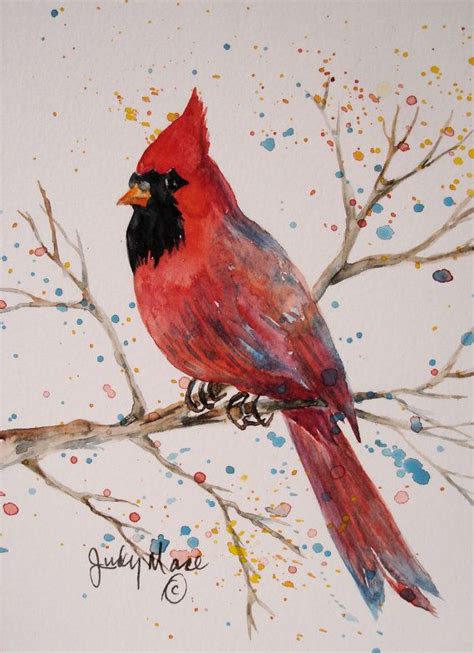 Original Red Cardinal Handpainted By Dakotaprairiestudio On Etsy