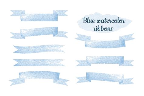 Ruban Aquarelle Bleu Sur Fond Blanc Vecteur Premium