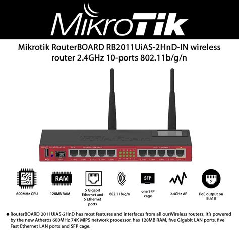 Mikrotik Routerboard Rb2011uias 2hnd In Wireless Router 24ghz 10 Ports