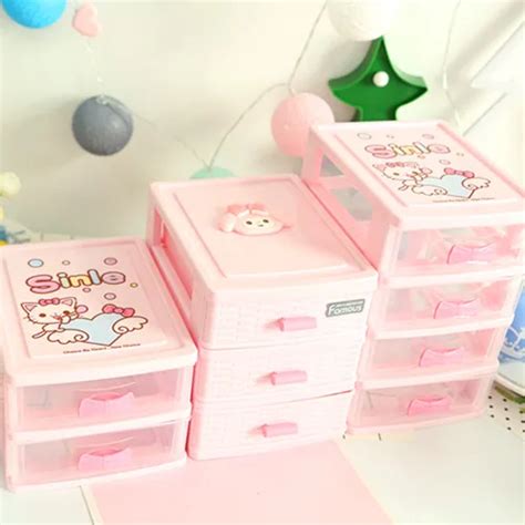 Storage Box Organizer Cute Cartoon Tri Layer Drawer Box Container