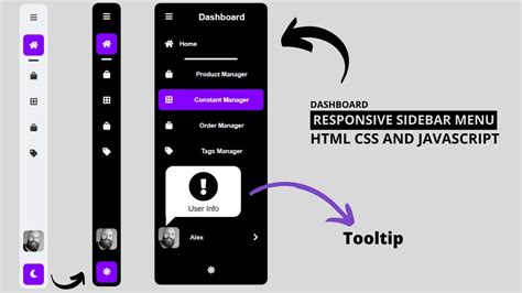 Responsive Side Navigation Bar In Html Css And Javascript Dashboard