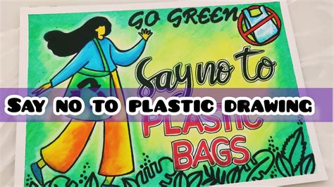 Say No To Single Use Plastic Drawing Slogan Poster On Stop Plastic