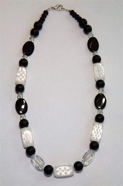 Black And White Bead Necklace Beaded Necklace Black Bead Necklace