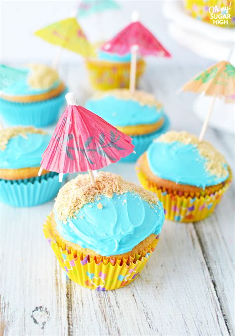 Easy Beach Birthday Cupcakes Oh My Sugar High