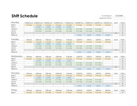 Best Employee Shift Schedule Excel Printable Monthly Timesheet