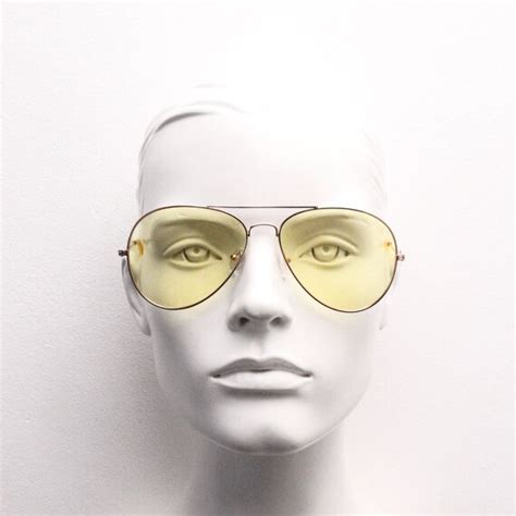 Yellow Vintage Aviator Sunglasses Classic Gold Metal Gem