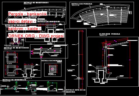 Pergola Bankac L K Yap C Detay Kald R M Kaide Dwg Projesi