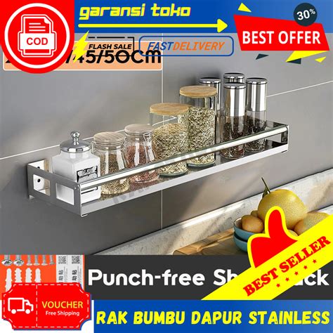 Rak Gantung Dapur Wall Mounted Stainless Steel Ukuran 50 Cm Ukuran 30cm