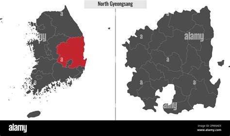 map of North Gyeongsang state of South Korea and location on Korean map Stock Vector Image & Art ...