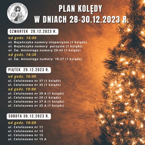 Plan kolędy 28 30 grudnia 2023 Aktualności Parafia pw