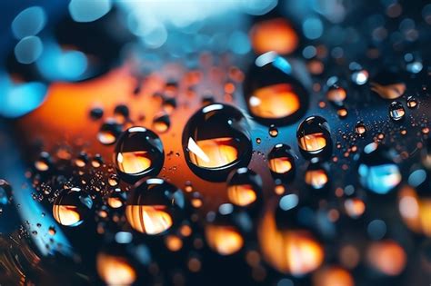 Gotas De Agua Sobre Una Superficie De Vidrio Foto Premium