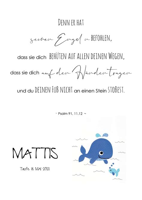 Taufe Taufspruchposter Wal Sanis Karterei