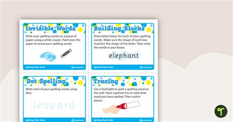 Spelling Task Cards Teach Starter