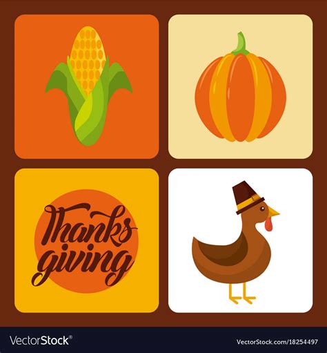 Thanksgiving set icons celebration holiday Vector Image