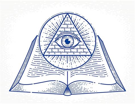 Premium Vector Secret Knowledge Vintage Open Book With All Seeing Eye