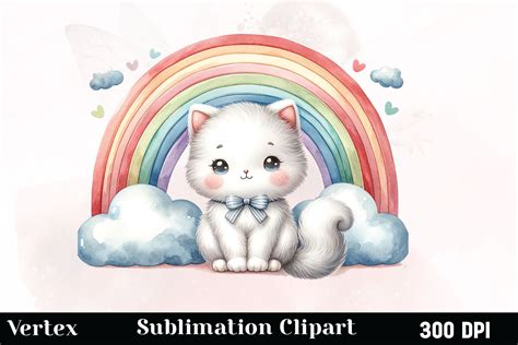 Cat With Rainbow Clipart Graphic By Vertex · Creative Fabrica