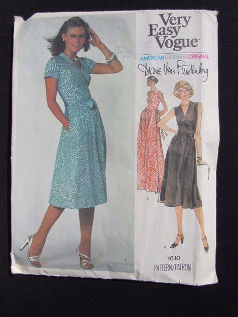 Vtg Vogue Sewing Pattern 1610 Diane Von Furstenberg Wrap Dress Size 14