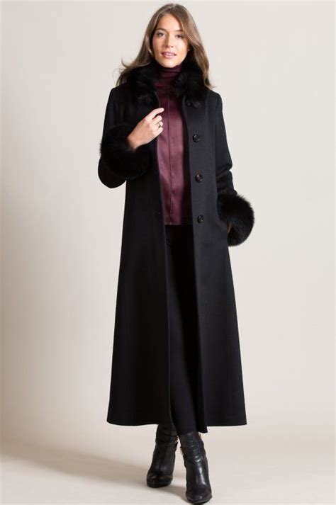 Lydia Loro Piana Wool Coat With Fox Fur Trim Coat Long Black Wool