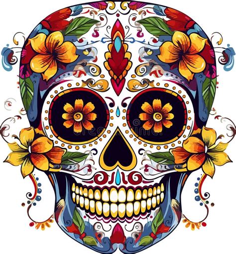 Sugar Skulls Day Of The Dead Skull Dia De Los Muertos Mexican Sugar Skull Stock Vector