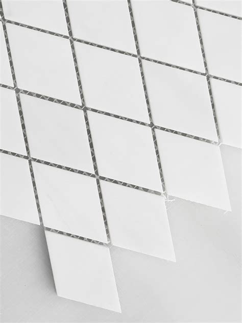 White Diamond Marble Mosaic Backsplash Tile Pure White