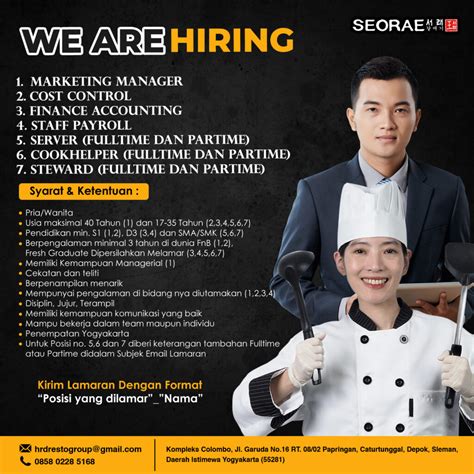 Lowongan Kerja Marketing Manager Cost Control Payroll Staff