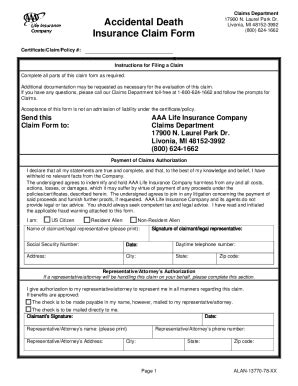 Fillable Online Life Insurance Claim Form Fax Email Print PdfFiller