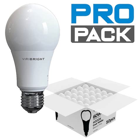 Viribright Lighting Viripro Packs 60 Watt Eq A19 Cool White E26 Led General Purpose Light Bulb