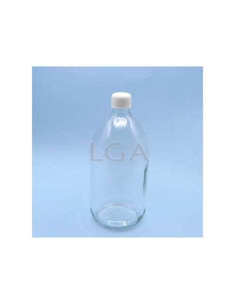 White Glass Round Bottle Øpp28 1000ml