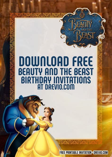 Free Printable Beauty And The Beast Invitation Templates Printable