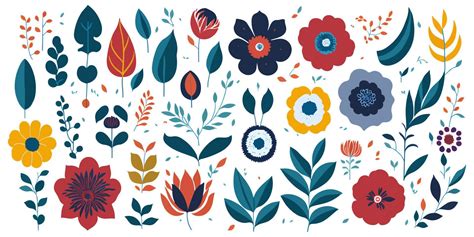 Flower and Plant Patterns. Vector Collection for Textile Design ...