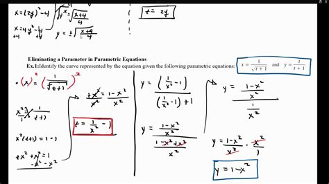 Eliminating The Parameter In A Parametric Equation Pre Calculus Youtube