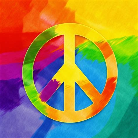 Premium Photo A Brightly Colored Peace Sign On A Rainbow Background